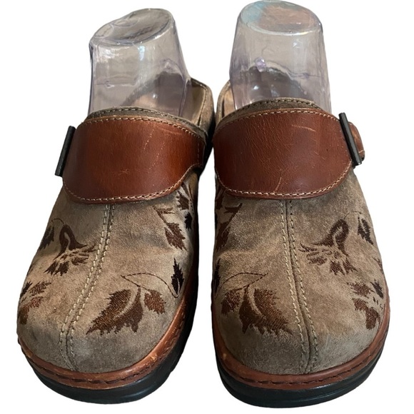 Klogs Austin Brown Suede Tapestry Buckle clogs size 7 work shoes - Picture 2 of 9